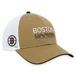 Men's Fanatics Branded Gold Boston Bruins Authentic Pro Rink Trucker Adjustable Hat