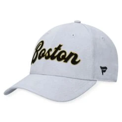 Men's Fanatics Branded Gray Boston Bruins Heritage Vintage Suede Adjustable Hat