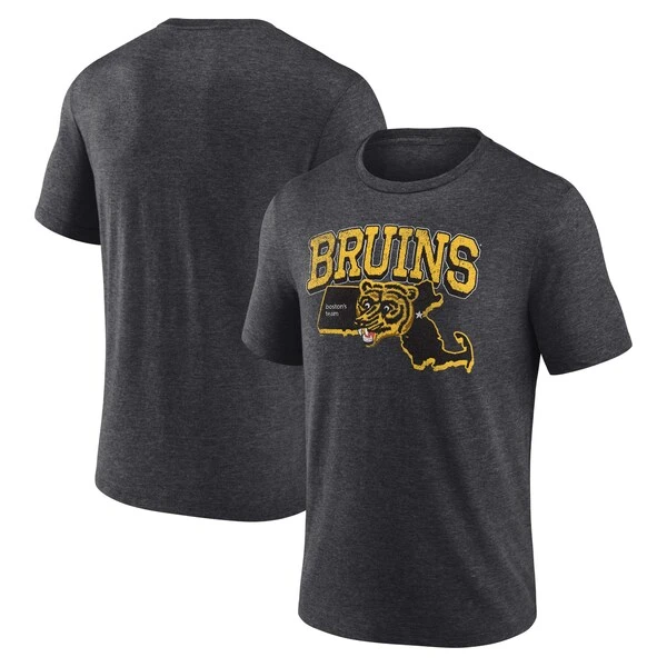 Men's Fanatics Branded Heather Charcoal Boston Bruins Centennial Team Tri-Blend T-Shirt