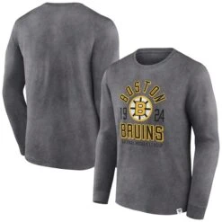 Men's Fanatics Branded Heather Gray Boston Bruins Keep The Zone Long Sleeve T-Shirt