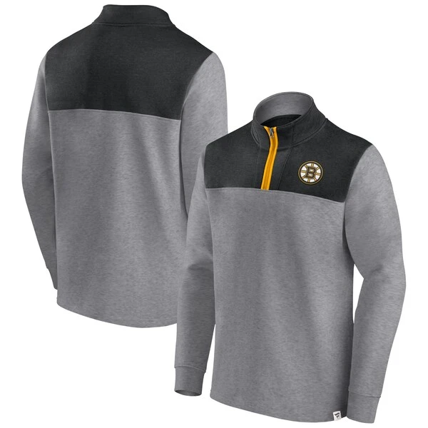 Men's Fanatics Branded Heather Gray Boston Bruins Launch It Quarter-Zip Jacket