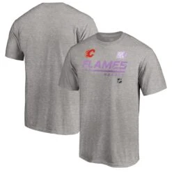Men's Fanatics Branded Heather Gray Calgary Flames 2020 Hockey Fights Cancer T-Shirt