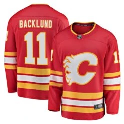 Men's Fanatics Branded Mikael Backlund Red Calgary Flames Home Breakaway Player Jersey