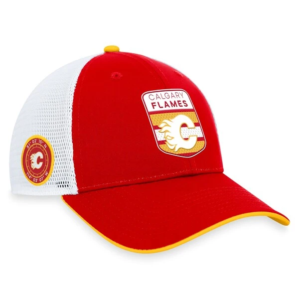 Men's Fanatics Branded Red Calgary Flames 2023 NHL Draft On Stage Trucker Adjustable Hat - Image 3