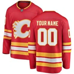 Men's Fanatics Branded Red Calgary Flames Home Breakaway Custom Jersey