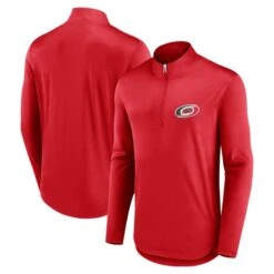 Men's Fanatics Branded Red Carolina Hurricanes Mock Neck Quarter-Zip Top