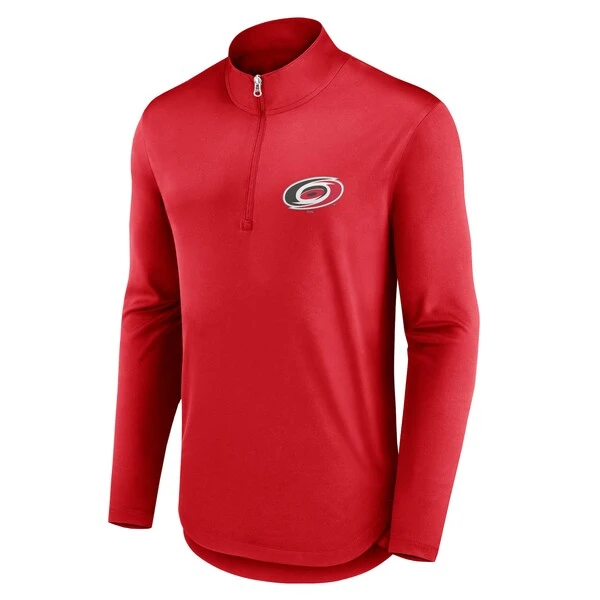 Men's Fanatics Branded Red Carolina Hurricanes Mock Neck Quarter-Zip Top - Image 2
