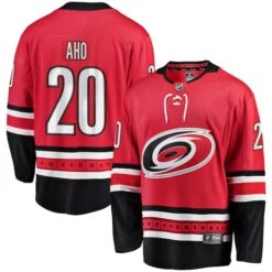 Men's Fanatics Branded Sebastian Aho Red Carolina Hurricanes Alternate Breakaway Player Jersey