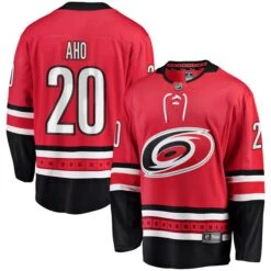 Men's Fanatics Branded Sebastian Aho Red Carolina Hurricanes Alternate Premier Breakaway Player Jersey