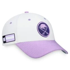 Men's Fanatics Branded White/Purple Buffalo Sabres 2022 Hockey Fights Cancer Authentic Pro Snapback Hat