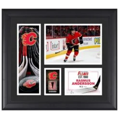Rasmus Andersson Calgary Flames Framed 15" X 17" Player Collage With A Piece Of Game-Used Puck