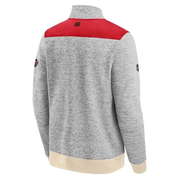 Men's Fanatics Branded Cream/Red Calgary Flames 2023 NHL Heritage Classic Classic Quarter-Zip Pullover Top - Image 3