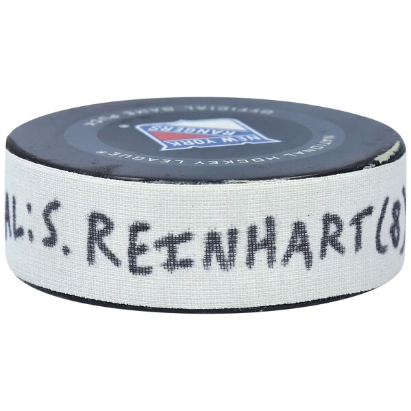 Sam Reinhart Buffalo Sabres Autographed Game-Used Goal Puck From March 2 2021 Vs. New York Rangers