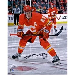Sean Monahan Calgary Flames Autographed 8" X 10" Alternate Jersey Face-off Photograph
