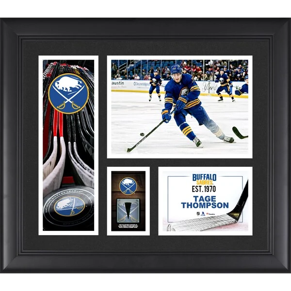 Tage Thompson Buffalo Sabres 15" X 17" Framed Player Collage With A Piece Of Game-Used Puck