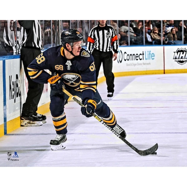 Victor Olofsson Buffalo Sabres Unsigned Blue Jersey Skating Photograph