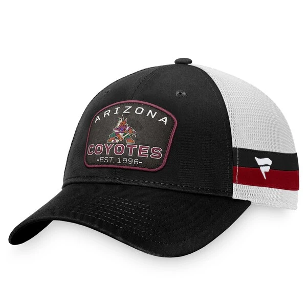 Men's Fanatics Branded Black/White Arizona Coyotes Fundamental Striped Trucker Adjustable Hat