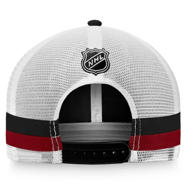 Men's Fanatics Branded Black/White Arizona Coyotes Fundamental Striped Trucker Adjustable Hat - Image 4