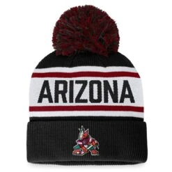 Women's Fanatics Branded Black Arizona Coyotes Fundamental Cuffed Knit Hat With Pom