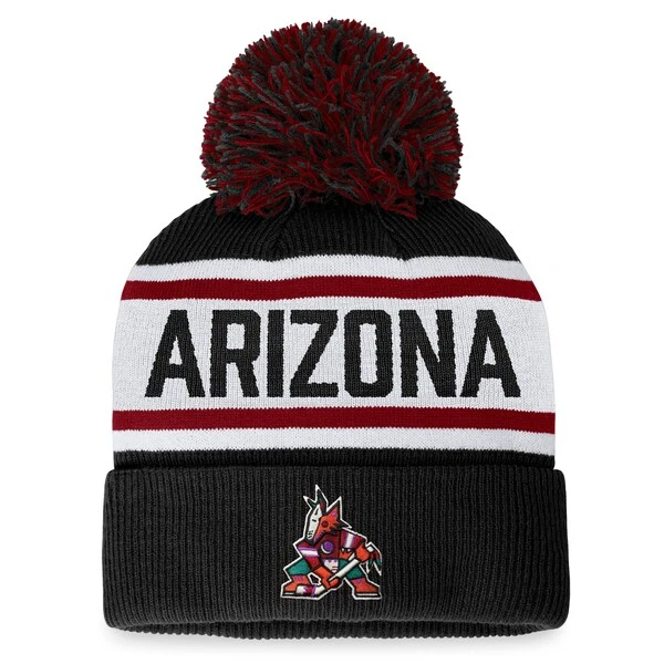 Women's Fanatics Branded Black Arizona Coyotes Fundamental Cuffed Knit Hat With Pom