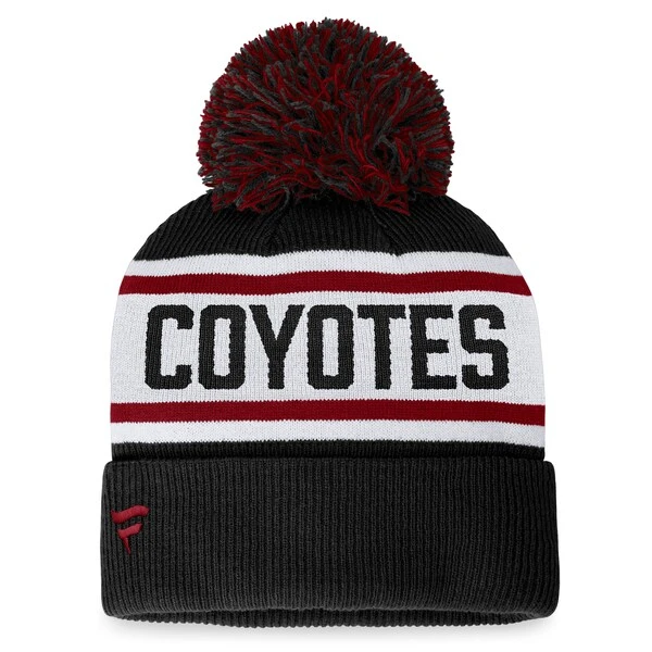 Women's Fanatics Branded Black Arizona Coyotes Fundamental Cuffed Knit Hat With Pom - Image 2