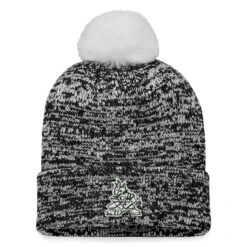Women's Fanatics Branded Black Arizona Coyotes Glimmer Cuffed Knit Hat With Pom