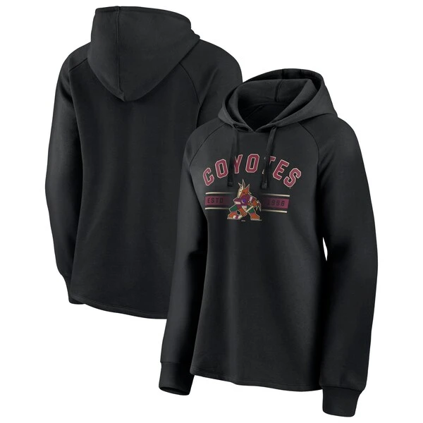 Women's Fanatics Branded Black Arizona Coyotes Perfect Play Raglan Pullover Hoodie