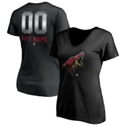 Women's Fanatics Branded Black Arizona Coyotes Personalized Midnight Mascot Logo V-Neck T-Shirt
