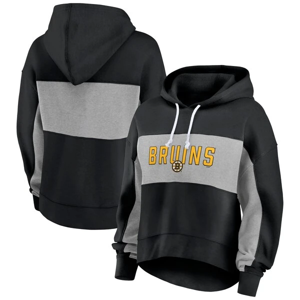 Women's Fanatics Branded Black Boston Bruins Filled Stat Sheet Pullover Hoodie
