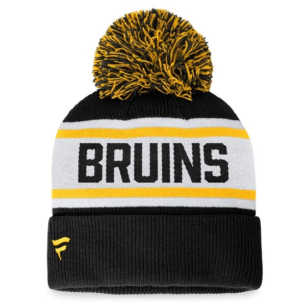 Women's Fanatics Branded Black Boston Bruins Fundamental Cuffed Knit Hat With Pom - Image 2
