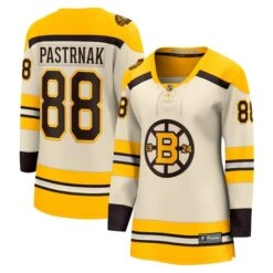 Women's Fanatics Branded David Pastrnak Cream Boston Bruins 100th Anniversary Premier Breakaway Player Jersey