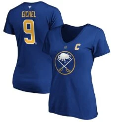 Women's Fanatics Branded Jack Eichel Royal Buffalo Sabres Authentic Stack Name & Number V-Neck T-Shirt