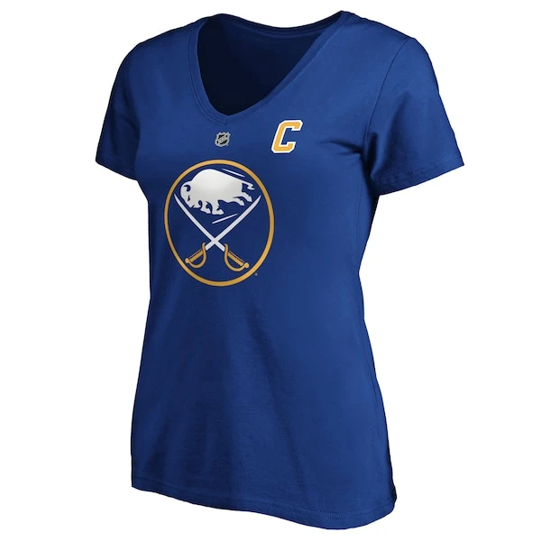 Women's Fanatics Branded Jack Eichel Royal Buffalo Sabres Authentic Stack Name & Number V-Neck T-Shirt - Image 2