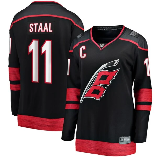 Women's Fanatics Branded Jordan Staal Black Carolina Hurricanes Home Captain Patch Breakaway Player Jersey
