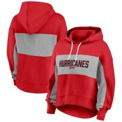 Women's Fanatics Branded Red Carolina Hurricanes Filled Stat Sheet Pullover Hoodie