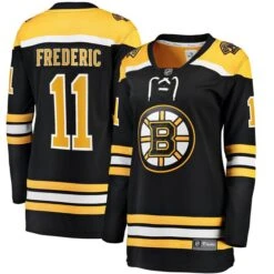 Women's Fanatics Branded Trent Frederic Black Boston Bruins Home Breakaway Player Jersey