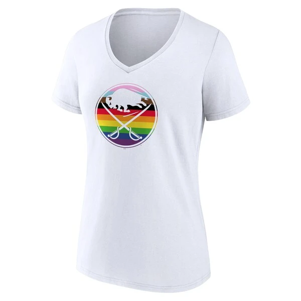 Women's Fanatics Branded White Buffalo Sabres Team Pride Logo V-Neck T-Shirt - Image 2